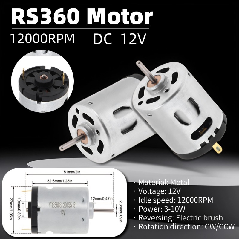 Dc Motor - Двигатель RS360, 12000 об/мин, высокоскоростной миниатюрный