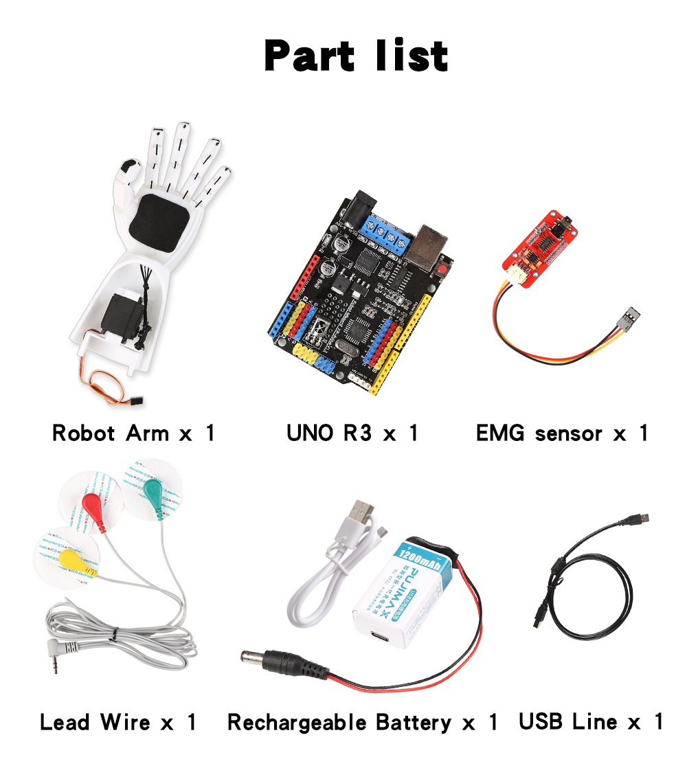 Датчик EMG, роботизированная р – обзор и цена Robot Arm Kit